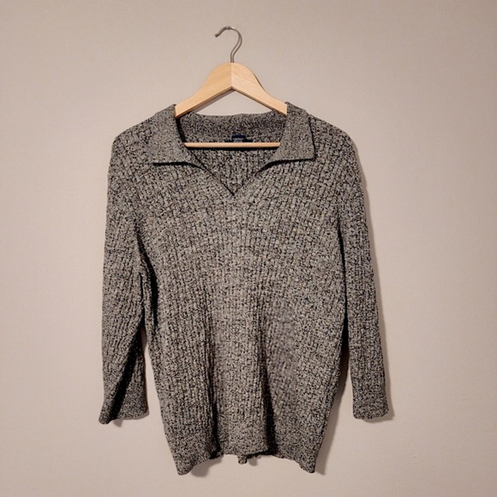 ✨2 for $5✨ Karen Scott Heathered Gray 3/4 Length Sweater Size Large